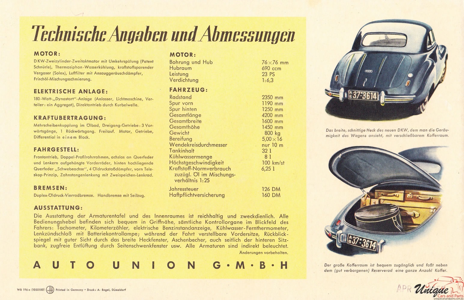1959 DKW F89 Brochure Page 4